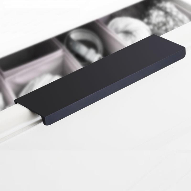Contemporary Modern Long Slim Black Metal Cabinet Drawer Door Handles