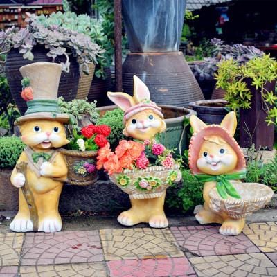 Garden Statue Rabbit Family
