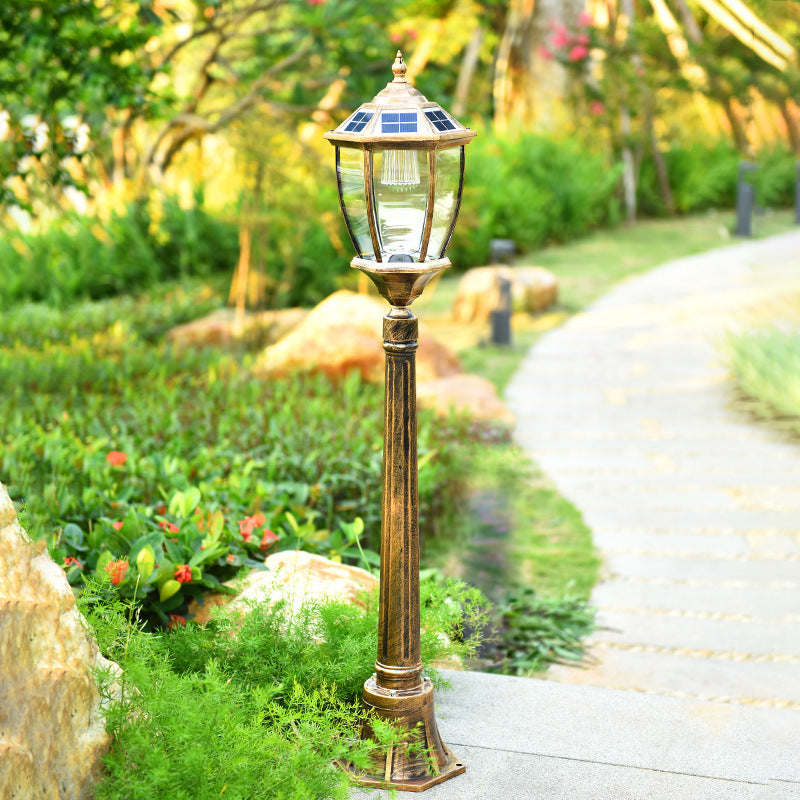 Maasren - Exquisite Brushed Brass Solar Free Standing Garden Pathway Lights