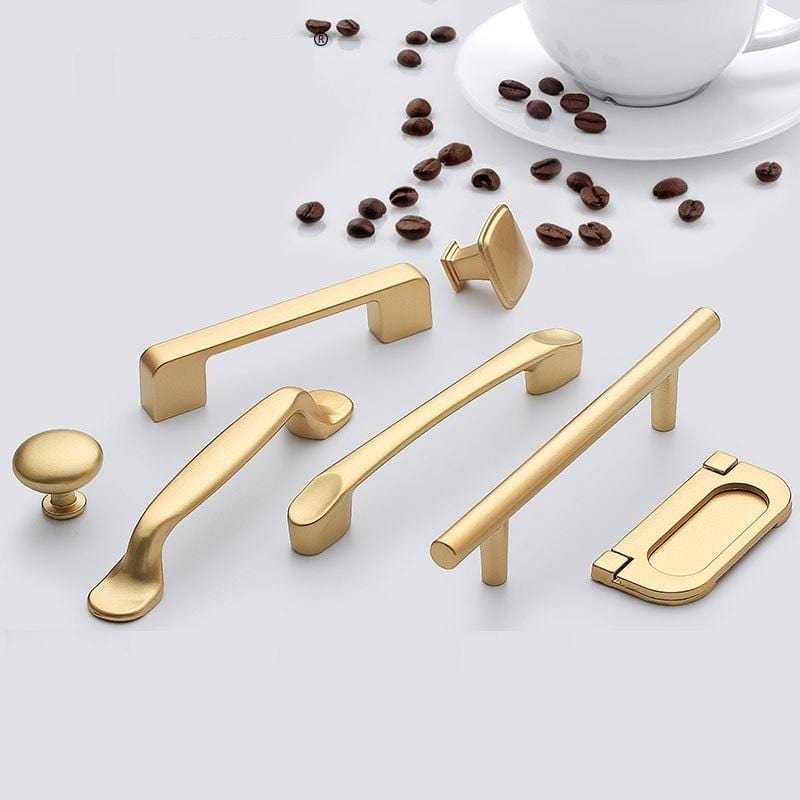 Nordic Inspired Luxury Gold Style Solid Metal Cabinet Door Drawer Handles and Knobs