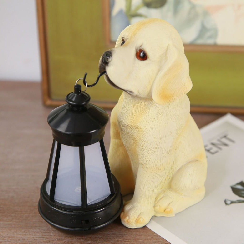 Garden Statue with Solar Lights Puppy Dog Labrador
