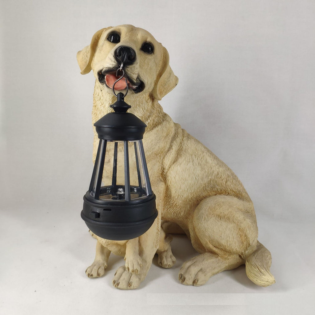 Garden Statue with Solar Lights Labrador Dog and Puppy