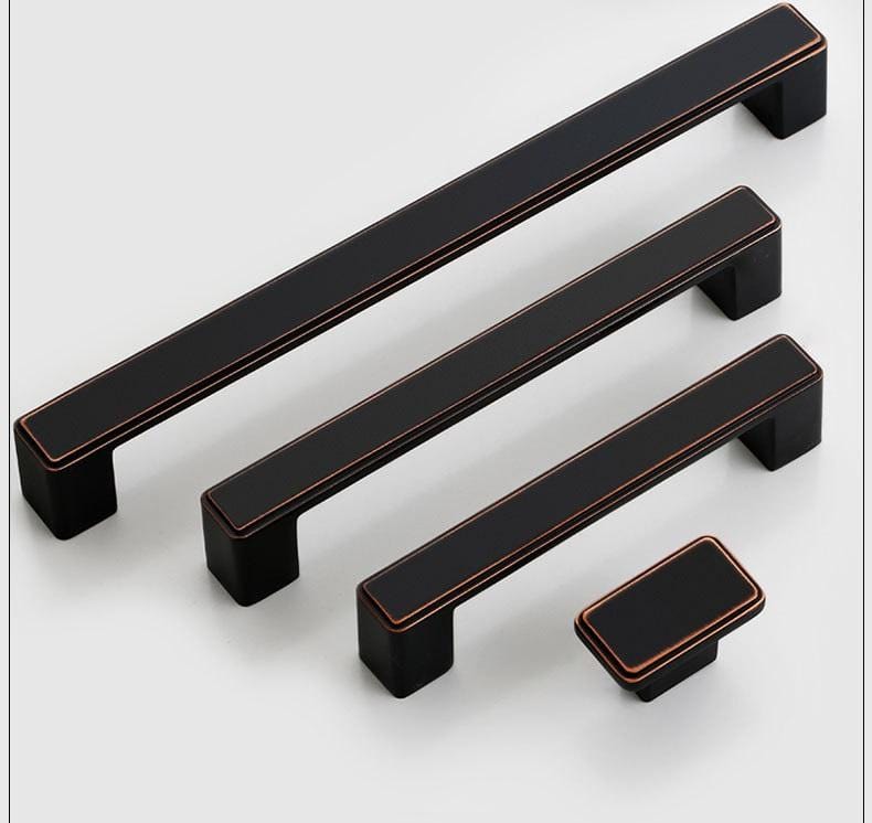 Contemporary black metal cabinet handles and knobs