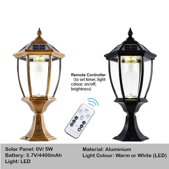 Post Fence Top Solar Light Black or Bronze Colour, Pillar Fence Top Light with Remot Control
