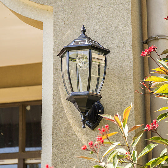 Black Colour Exterior Coach Retro Style Wall Mount Outdoor LED Solar Lights with Remote Control