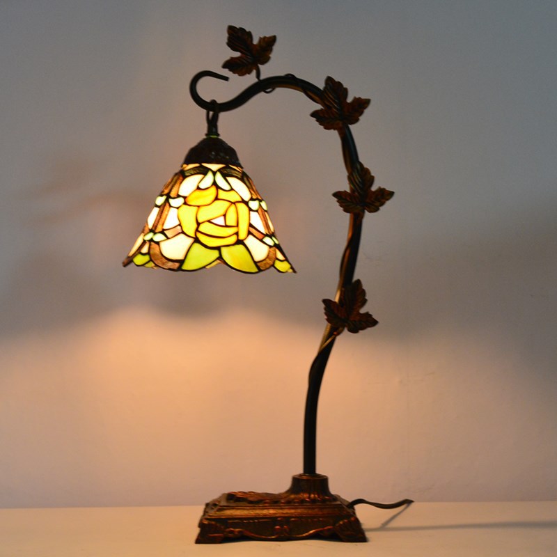 Tiffany Rose and Leaf Table Lamp