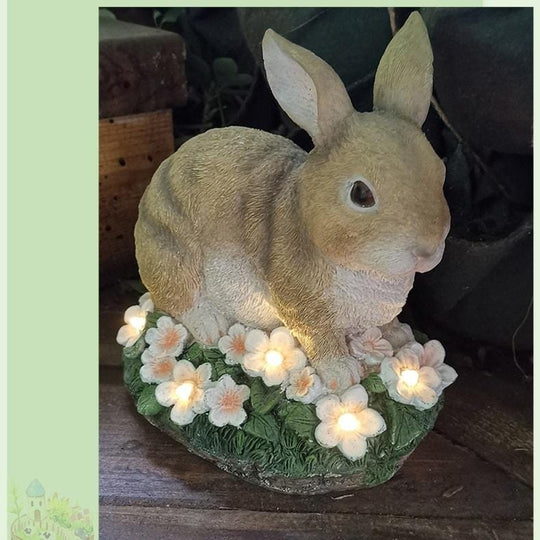 Garden Statue with Solar Lights Rabbit