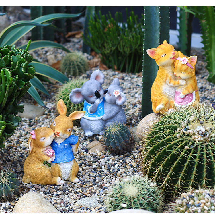 Cute Animal Garden Statues, Koala, Cat and Rabbit Statue for Home and Garden Decor