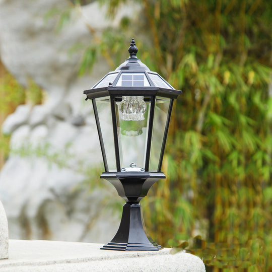 Black Outdoor Vintage Estate Style Fence Post Top LED Solar Lights - Pillar Solar Lights