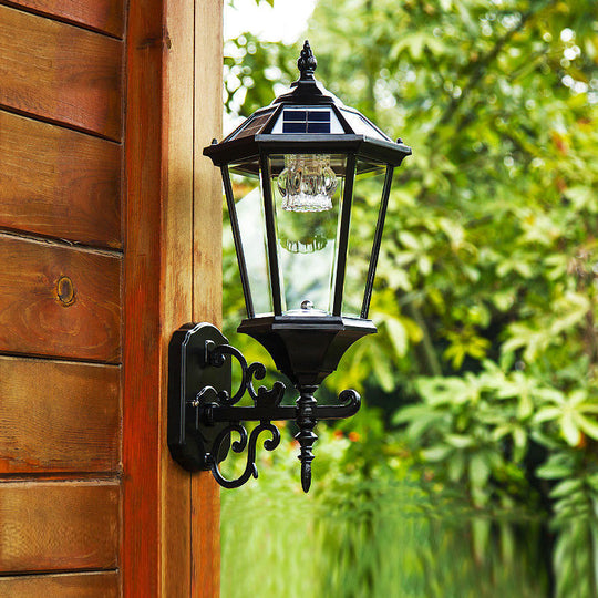 Black Colour Exterior Coach Estate Style Wall Mounted Outdoor LED Solar Lights with Remote Control