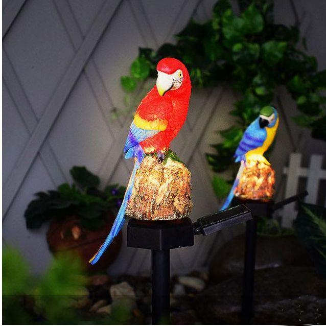 Garden Statue with Solar Lights Parrots